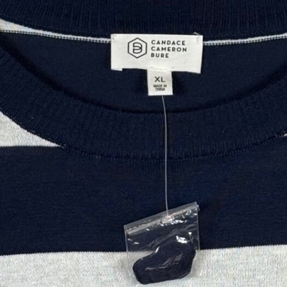 NWOT Candace Cameron Bure Lightweight Stripes Sweater, Navy and White, Size XL - Picture 5 of 8